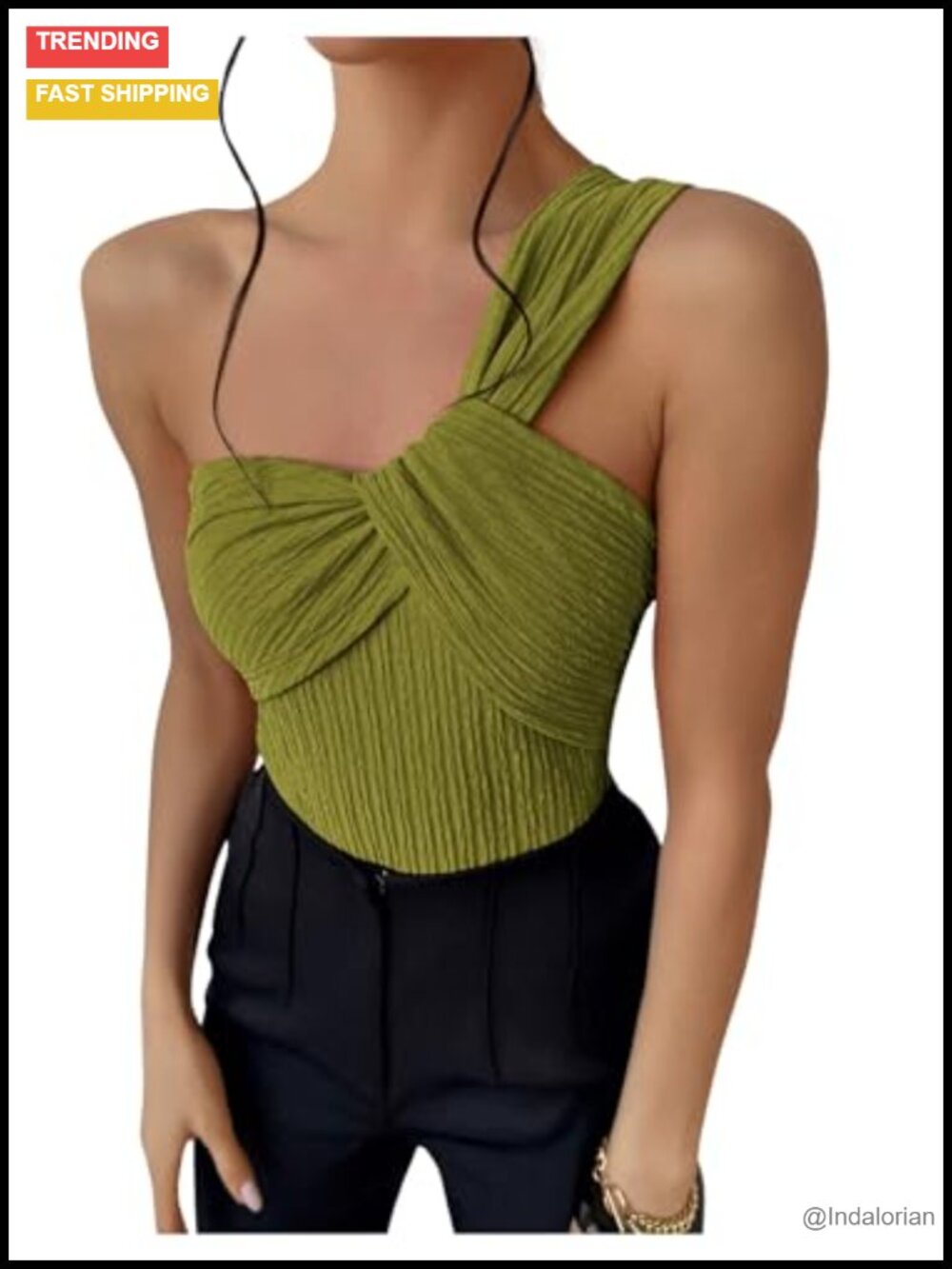 One Shoulder Twist Front Textured Slim Fit Bodysuit Going Out Concert Top